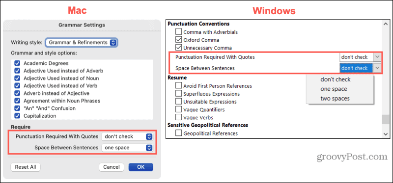 Настройки пунктуации на Mac и Windows