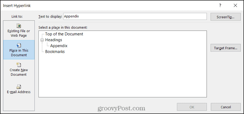 Ссылка на расположение документа в Word в Windows