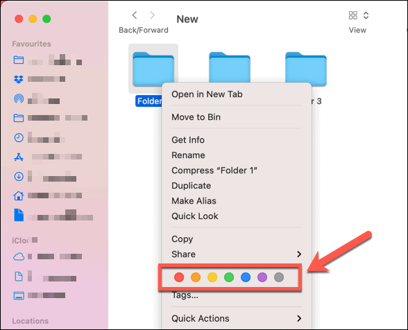 Установка цветового тега по умолчанию для папки на Mac