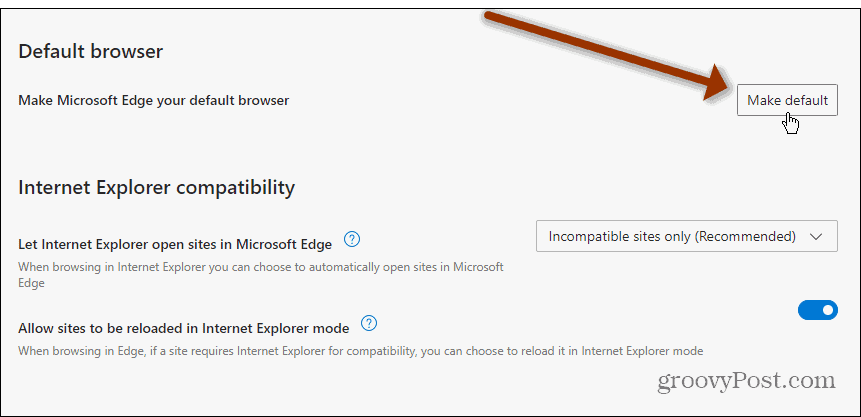 Сделать Edge по умолчанию Windows 11