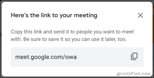 Ссылка на Google Meet