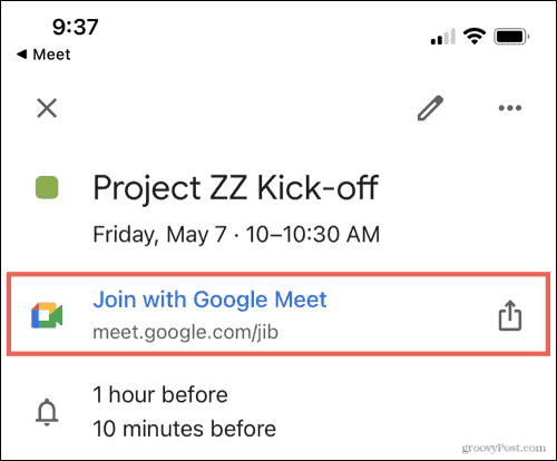 Ссылка на Google Meet