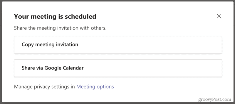 Встреча запланирована в Microsoft Teams