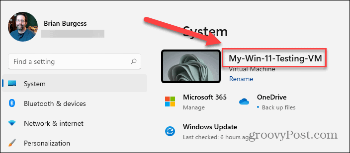 Новое имя ПК с Windows 11 отображается в разделе «О программе»