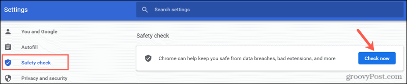 Выполните проверку безопасности в Chrome