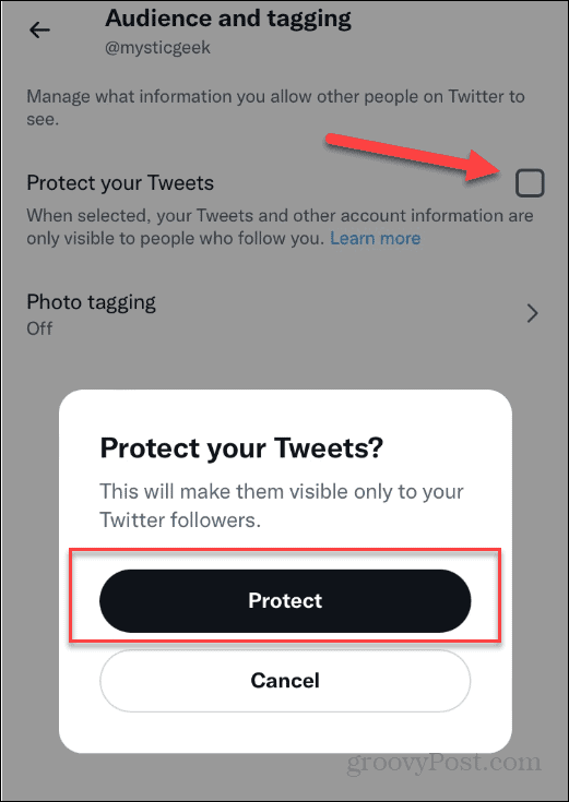 Защитить твиты Twitter Private