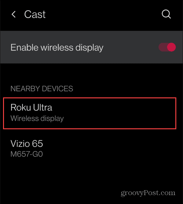 Устройство Roku Cast Android