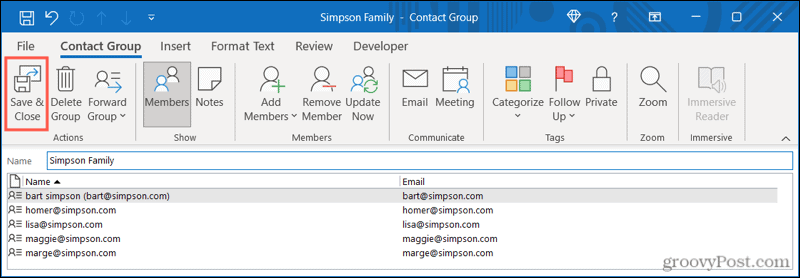 Сохраните группу контактов в Outlook