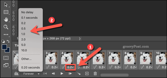 Настройка скорости кадров GIF в Photoshop