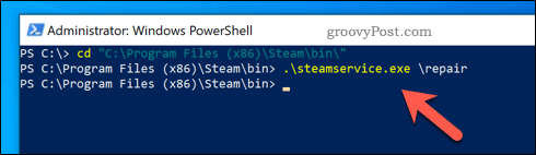 Восстановление Steam в Windows с помощью PowerShell.