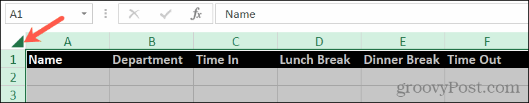 Треугольник для выбора листа в Excel