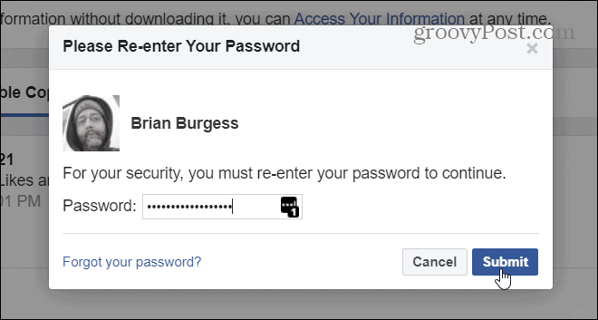 Введите пароль от фейсбука
