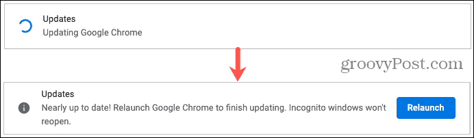 Обновление и перезапуск Google Chrome