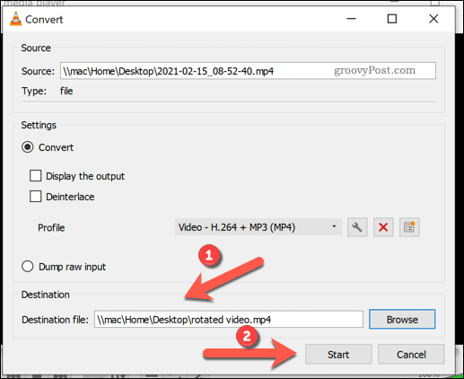 Начало преобразования файлов в VLC в Windows