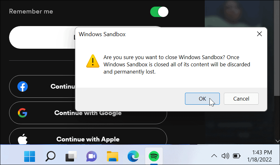 Проверка завершения работы Windows Sandbox
