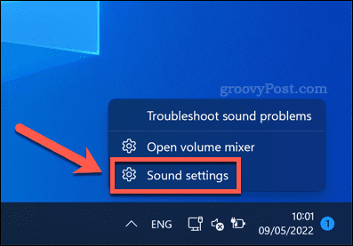 Откройте настройки звука в Windows 11.