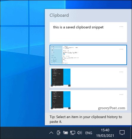 Панель буфера обмена Windows 10