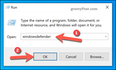 Открытие безопасности Windows с помощью команды «Выполнить в Windows»