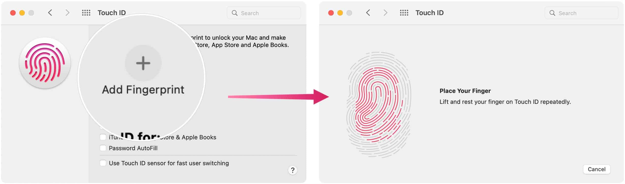Проблемы с Touch ID: добавьте отпечаток пальца