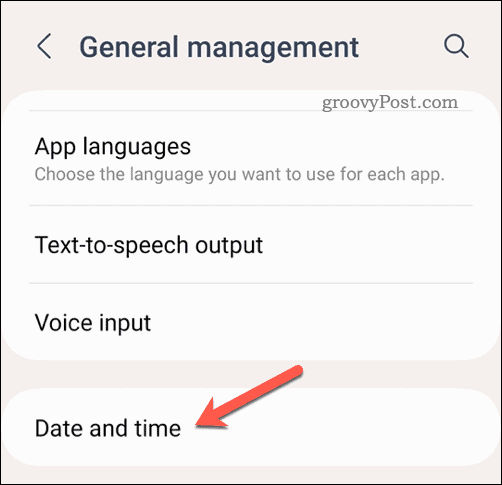 Меню даты и времени на Android