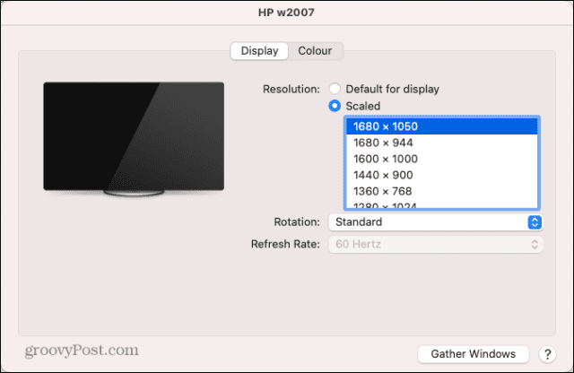 параметры разрешения внешнего дисплея Mac