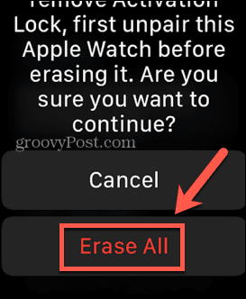 Apple Watch стереть все