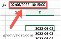 Временные метки Excel с датами и временем
