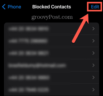 iphone редактировать заблокированные контакты