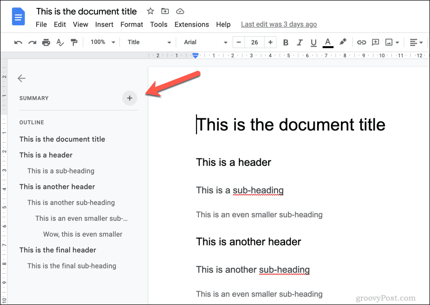 Структура документа Google Docs
