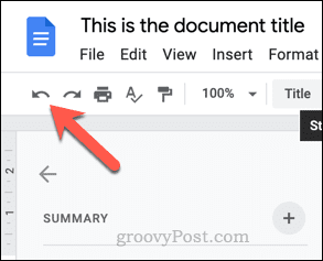 Кнопка отмены в Google Docs