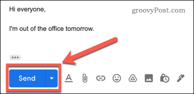 Кнопка отправки Gmail