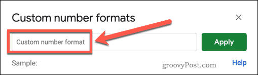 Выбор пользовательского числового формата в Google Sheets