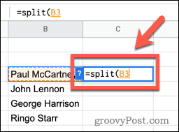 Использование функции SPLIT в Google Sheets