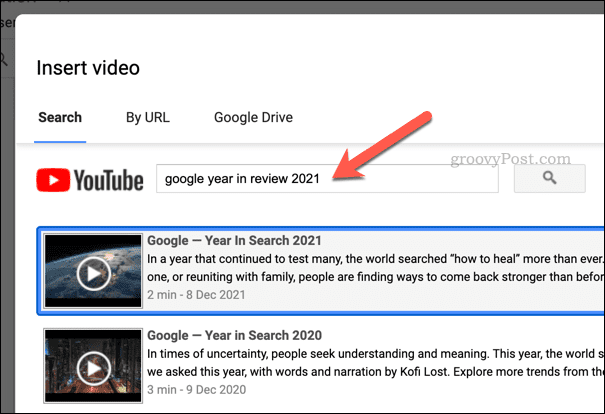 Поиск видео в Google Sheets