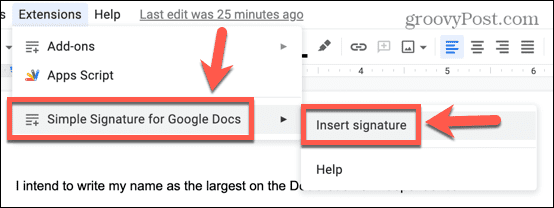 Документы Google вставляют подпись из надстройки