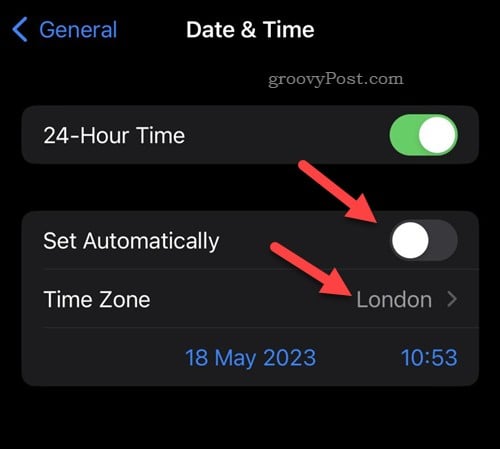 Отключение автоматического часового пояса на iPhone
