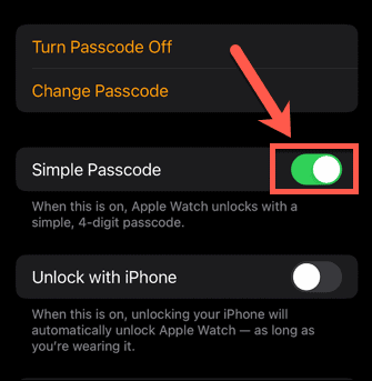 Apple Watch простой пароль