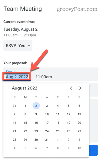 гугл календарь новая дата
