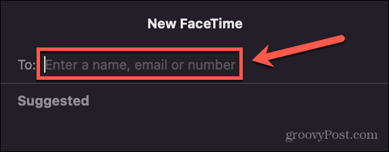 FaceTime Mac введите контакт