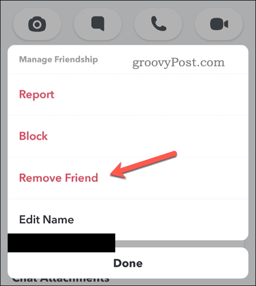 Возможность удалить друга из Snapchat