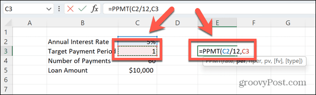 Excel PPMT за