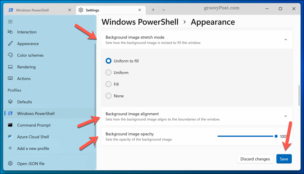 Изменение фона в терминале Windows