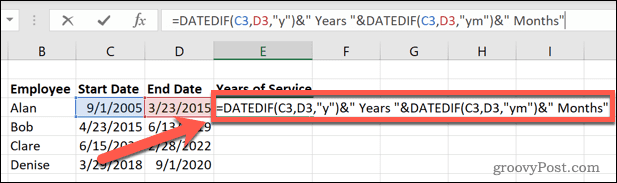 Excel датированный, если годы и месяцы завершены