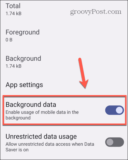 Фоновые данные Android включены