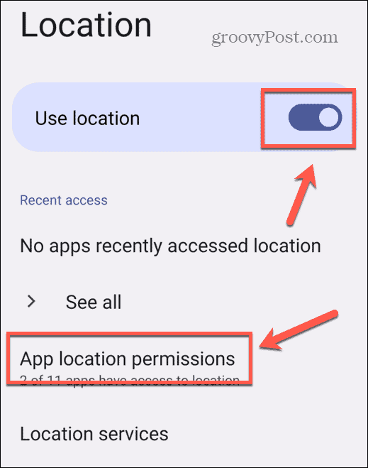 разрешения на определение местоположения Android