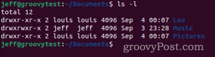 изменить владельца папки и подпапки в Ubuntu, проверенного с помощью ls -l