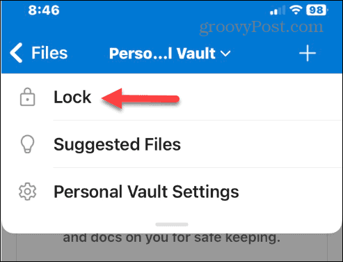 Время блокировки личного хранилища OneDrive